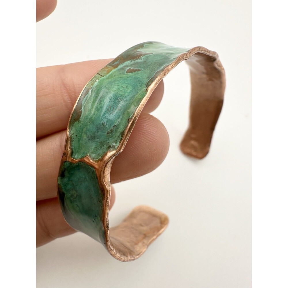 Artisan Handcrafted Turquoise Patina Cuff Bracelet 7.5”
